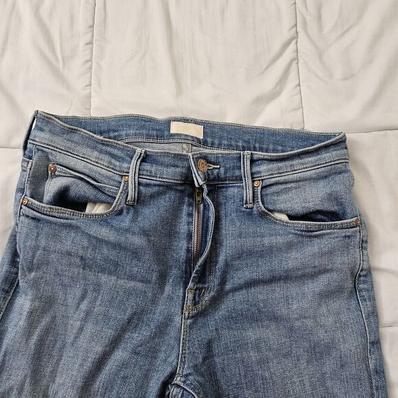 MOTHER Flare Jeans 29 Blue The Runaway Step Fray Kiss & Make Up Boho Stretch - Picture 5 of 12